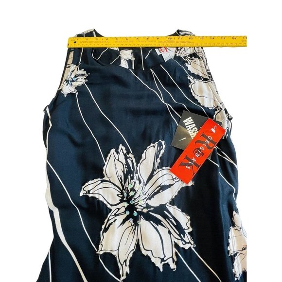 R & K Black Long Tie Back Women size 6 rayon Black Tropical Sequin Beads - Picture 15 of 15